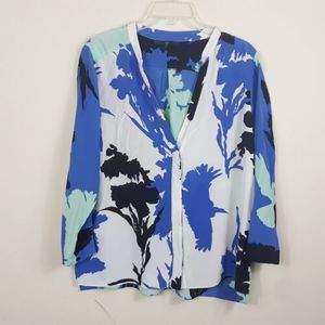 Tibi Womens Floral Print Sheer Blouse Size 12